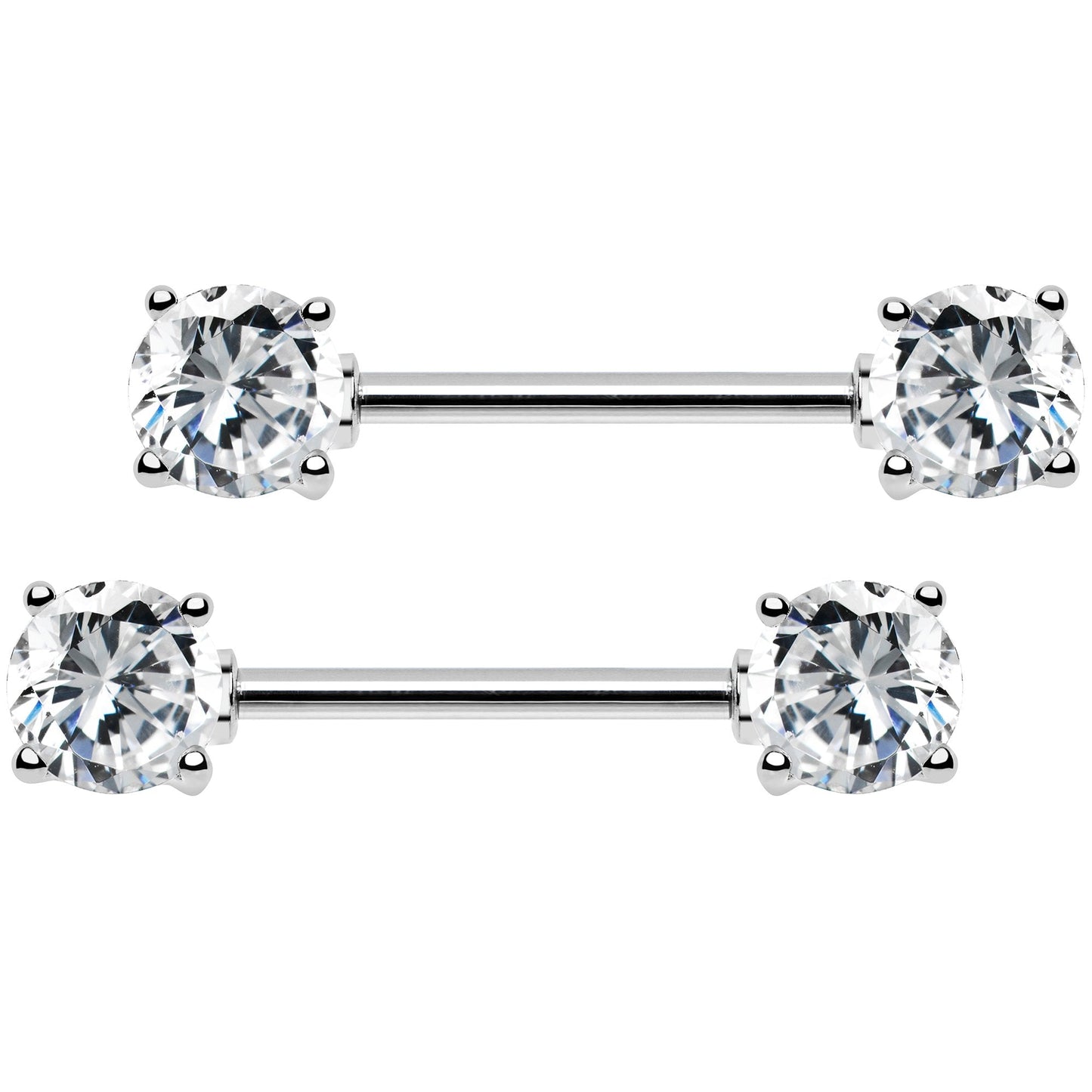 14G 9/16 Multi Color Gem Fun Barbell Nipple Ring Pack Set of 6