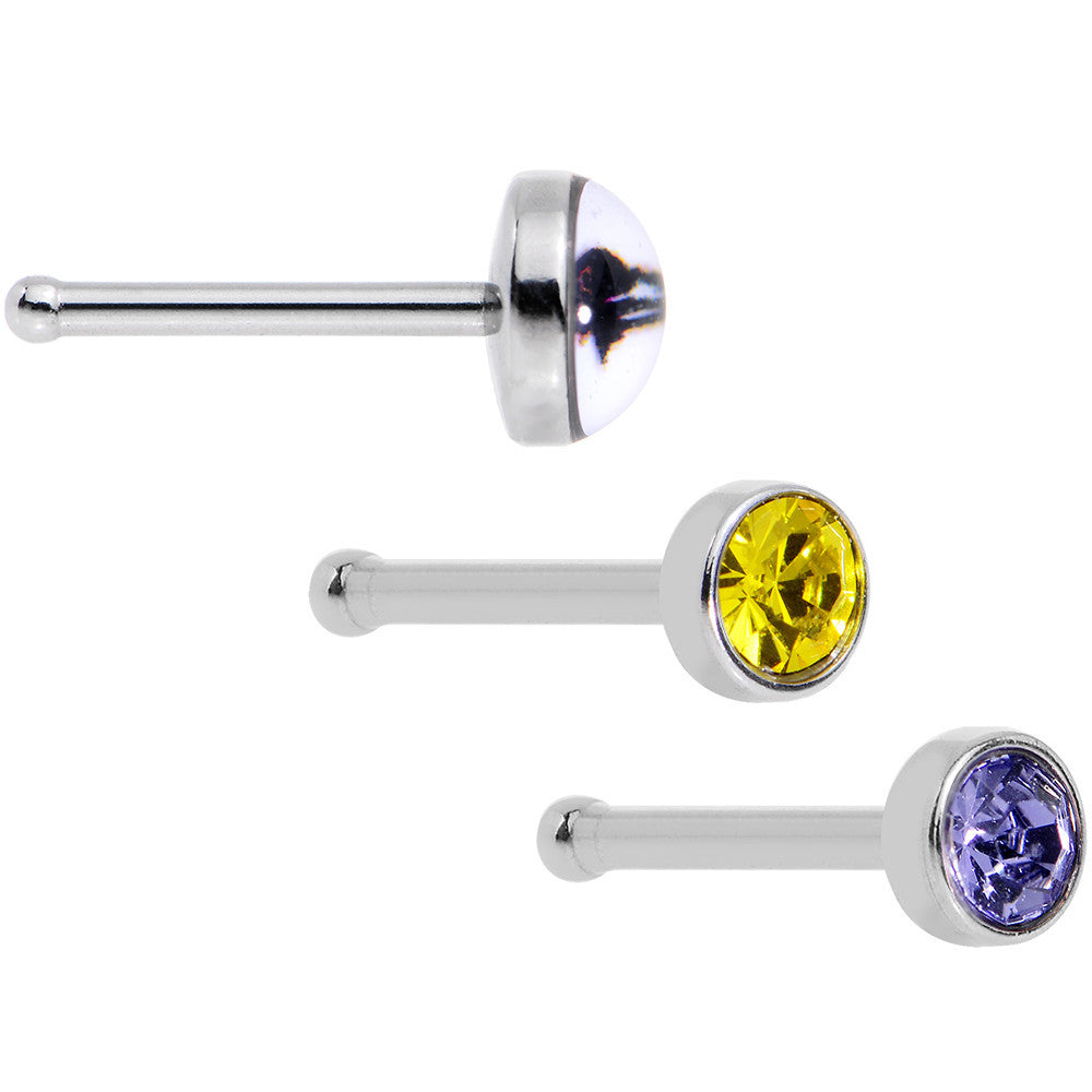 20G Licensed NFL Baltimore Ravens Logo Nose Bone 3 Pack Set