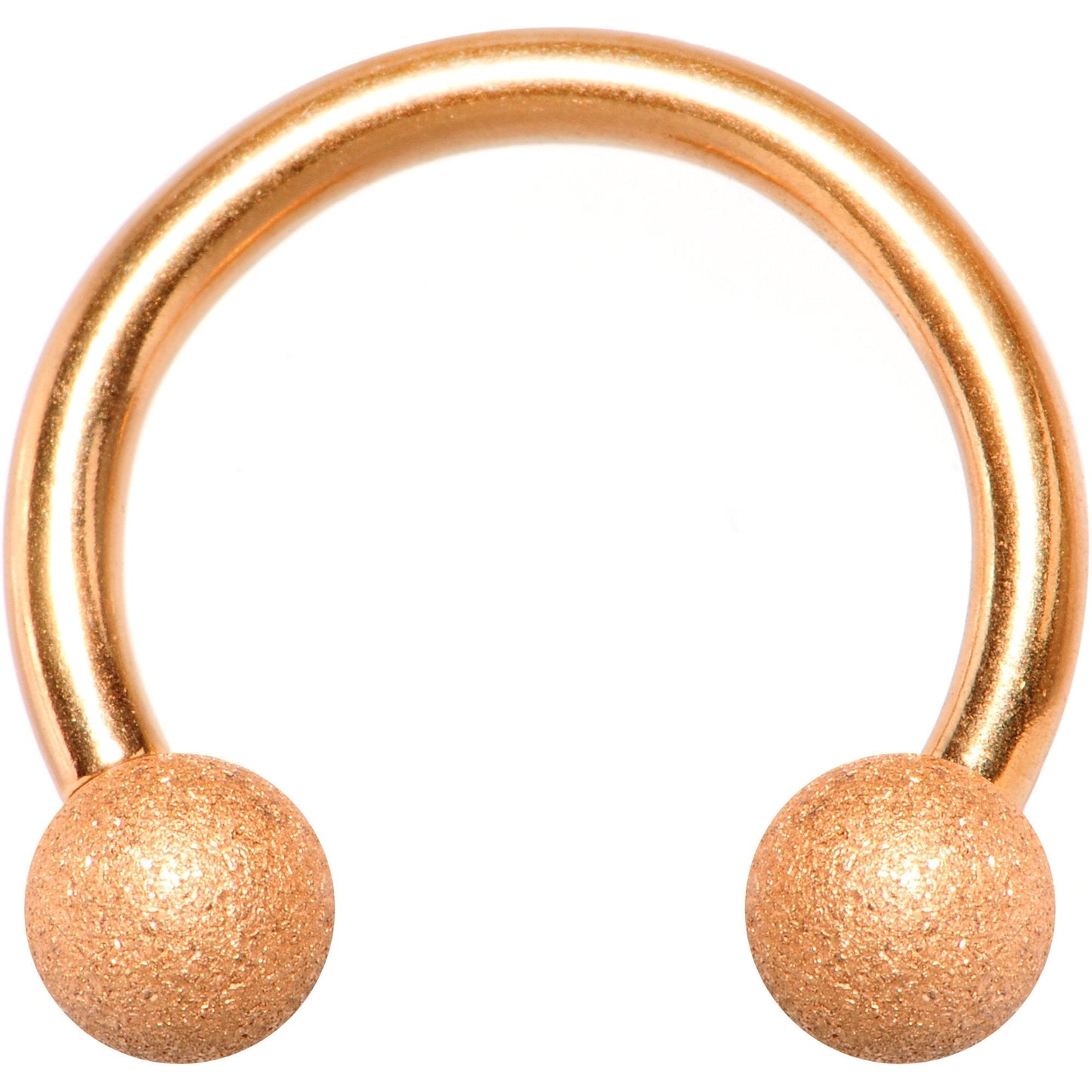 14G 7/16 Rose Gold Color PVD Textured Horseshoe Circular Barbell