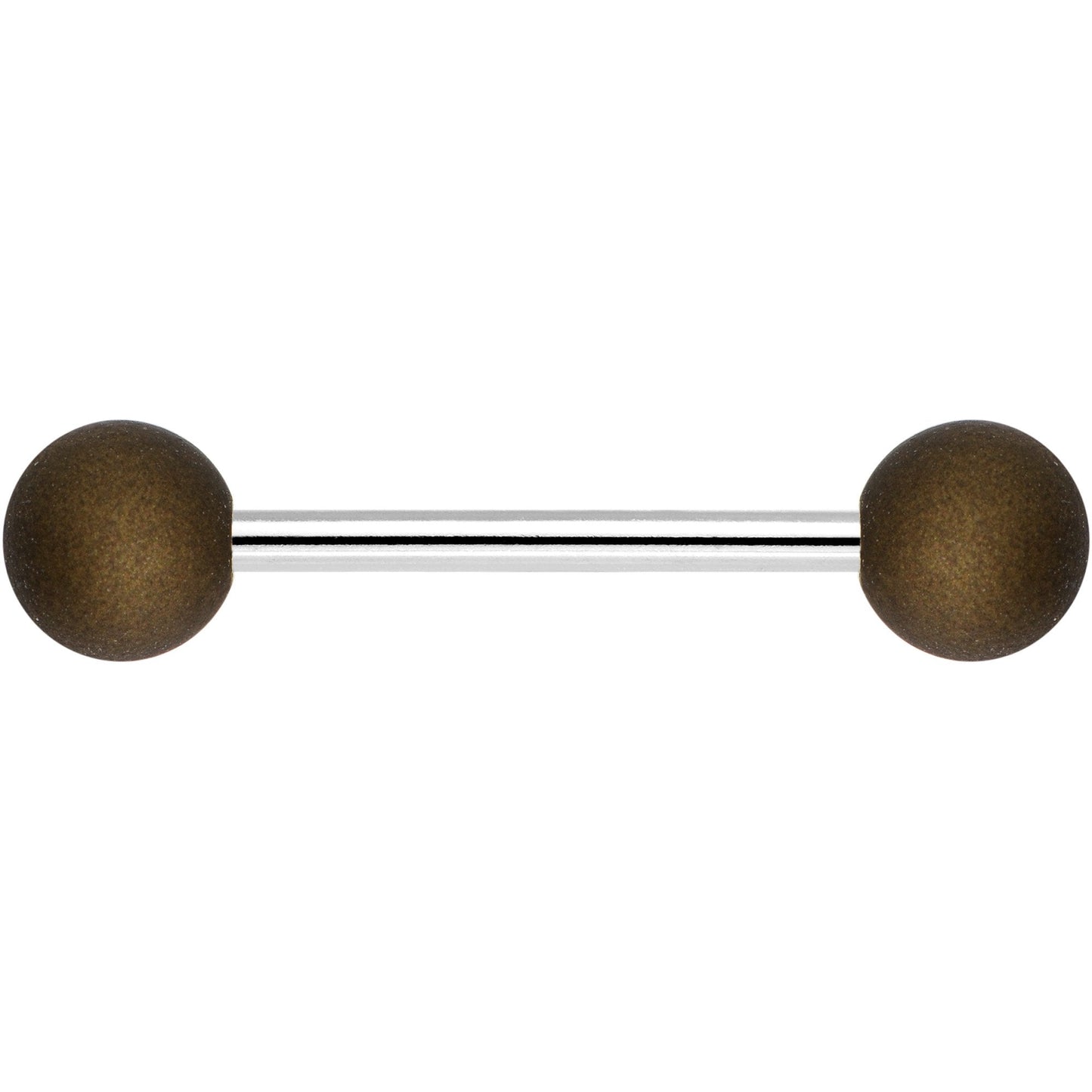Brown Silicone Coated Acrylic Ball End Barbell Tongue Ring