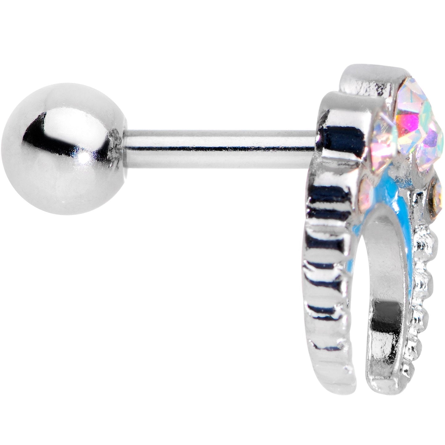 Auora Gem Encrusted Crescent Moon Cartilage Tragus Earring