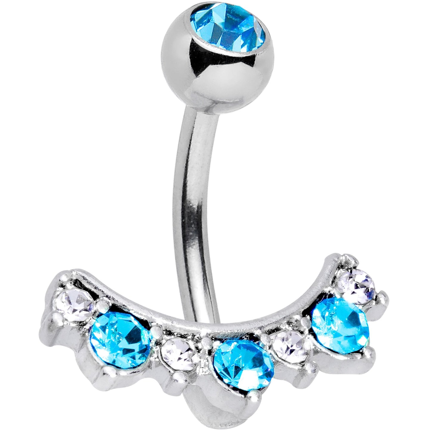 Clear Blue Gem Sweeping Beauty Arc Belly Ring