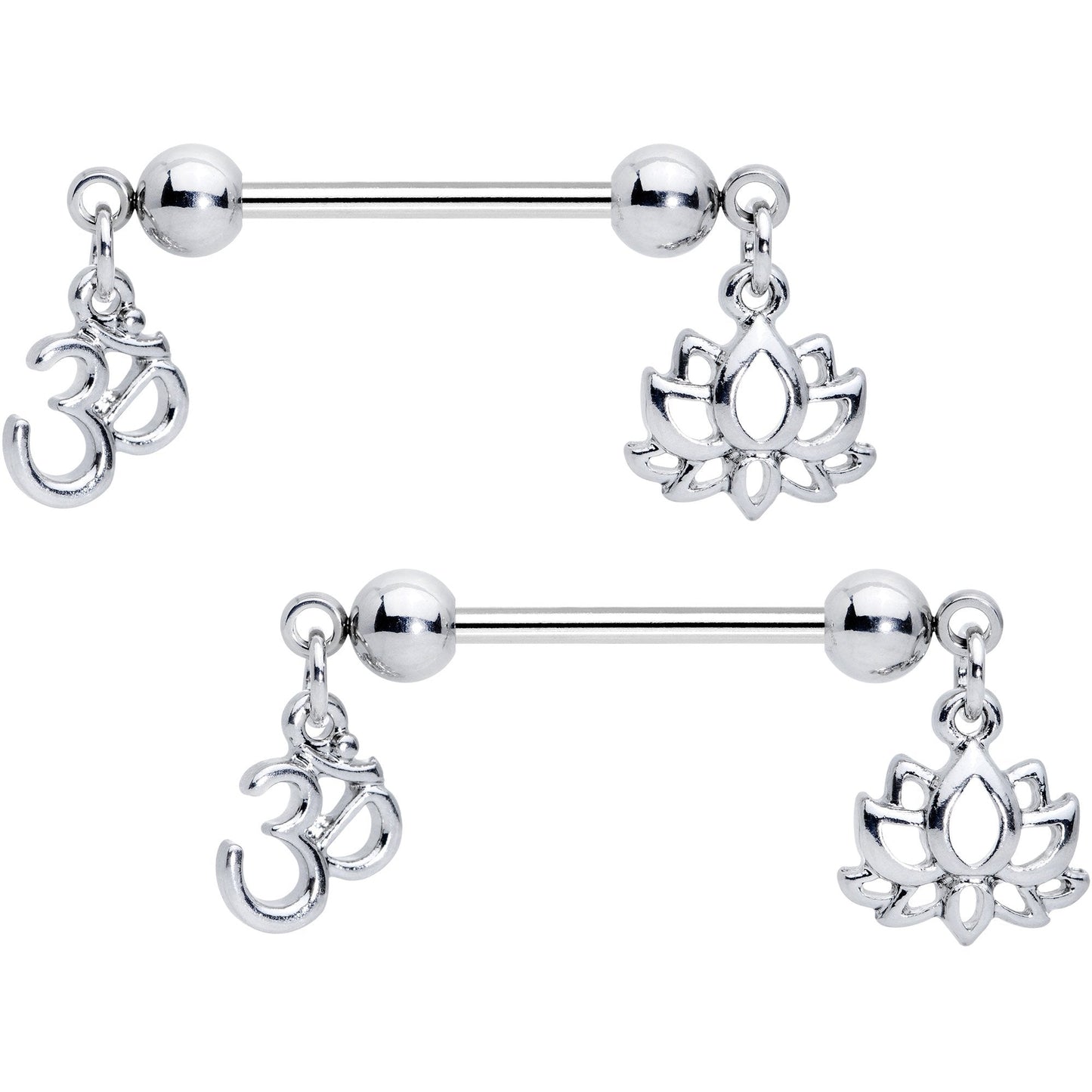 Find Your Inner Peace Dangle Barbell Nipple Ring Set