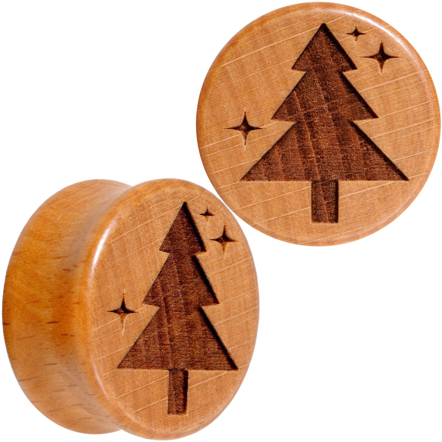 Organic Beechwood Christmas Tree Saddle Plug Set Sizes 8mm to 25mm