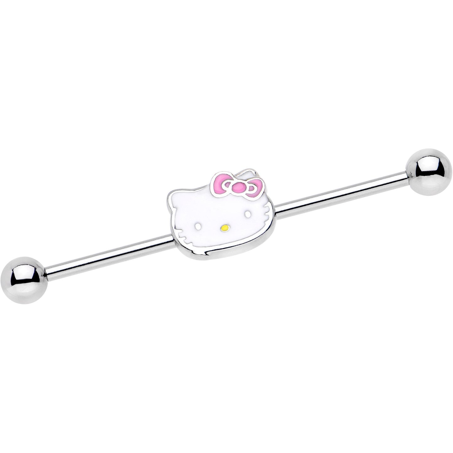 14G Licensed Hello Kitty Cat Pink Bow Industrial Barbell 38mm