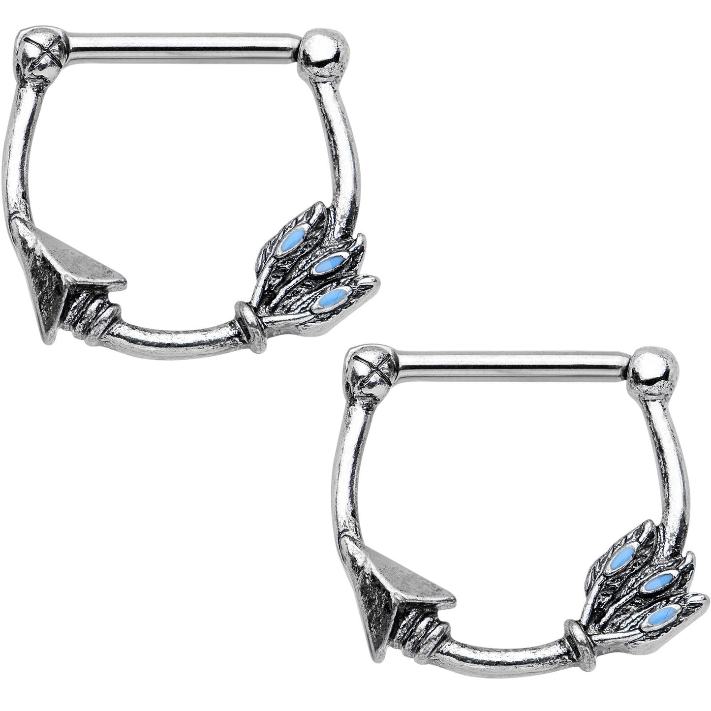 14G 3/8 Feather Tailed Spear Nipple Clicker Set