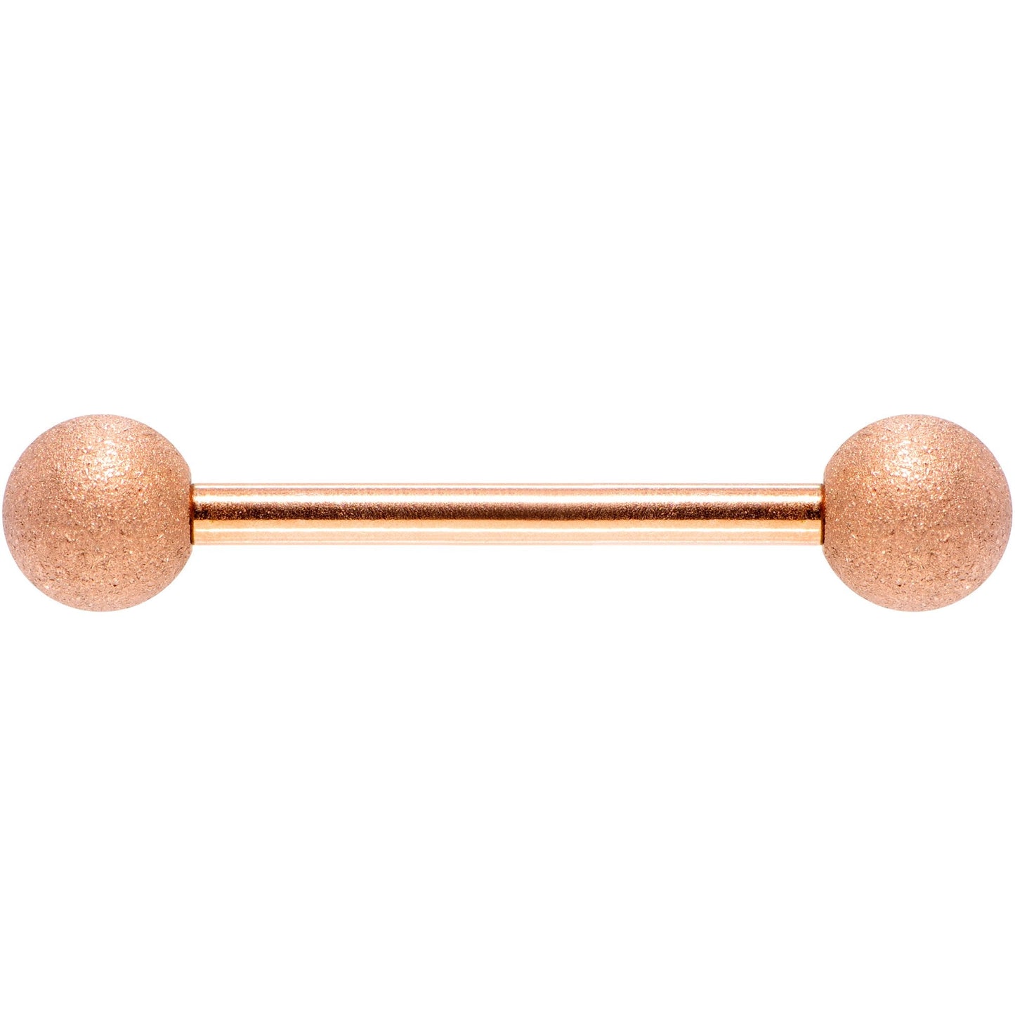 14G 5/8 Rose Gold Color PVD Sandblasted Barbell Tongue Ring