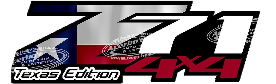 Z71 TEXAS EDITION 4 x 4 TEXAS USA Flag Set of 2 Truck Decals/Stickers