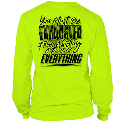 Exhausted - Long Sleeve Hi-Vis T-Shirt
