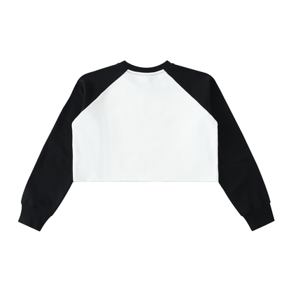 Raw - Hem Color - Block Raglan Crop Sweatshirt - Jaico Online Shop