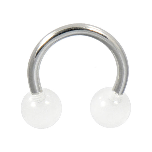 14G 7/16 Clear Glow in the Dark Horseshoe Circular Barbell