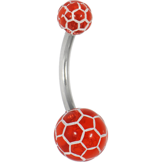 Red PREMIER Soccer Ball Banana Belly Ring