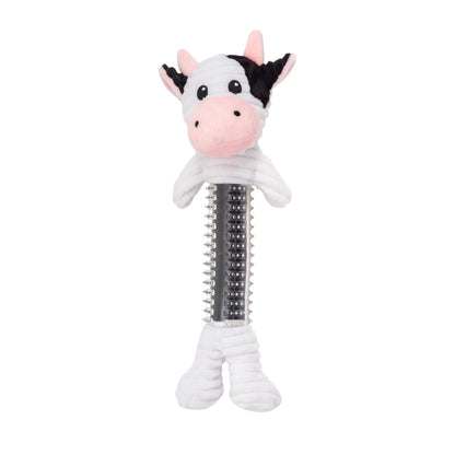 Country Living Thermoplastic Rubber Black & White Cow Plush Dog Toy – with Squeaker & Crinkle Paper