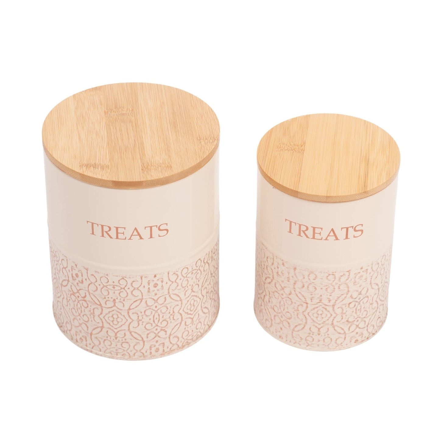 Country Living Dog Treat Canisters - Set of 2 Carbon Steel Jars with Bamboo Lids – White Swan