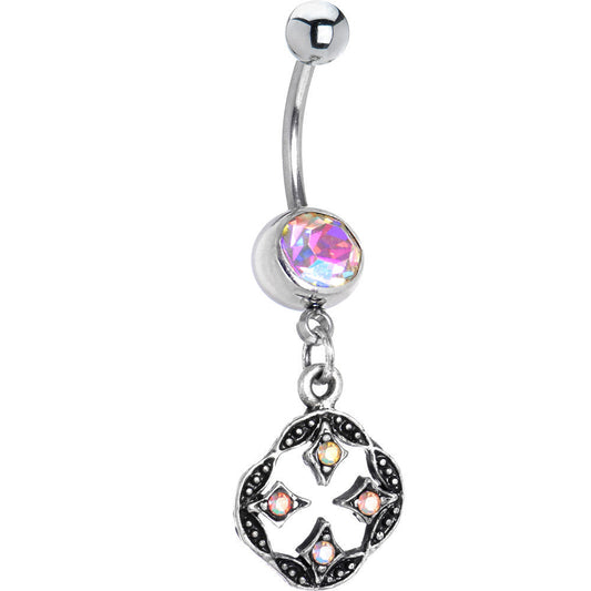 Mystical Aurora Gem Dangle Banana Belly Ring