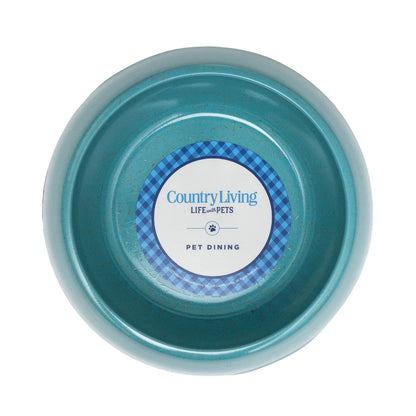 Country Living Set of 2 Natural Fiber Dog Bowls – Teal Blue