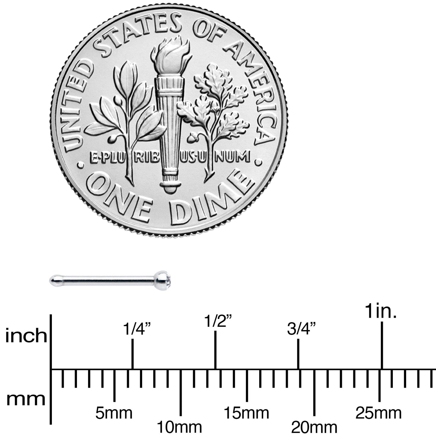 20G Stainless Steel Crystalline Gem Micro Nose Bone