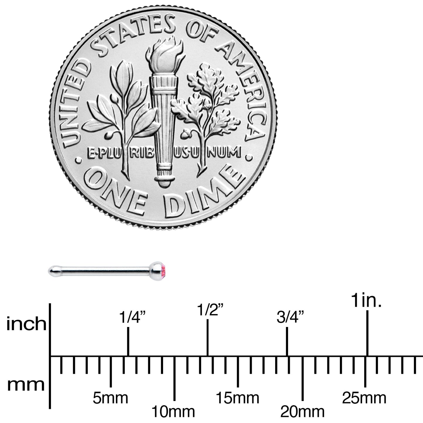 20G Stainless Steel Pink Gem Micro Nose Bone