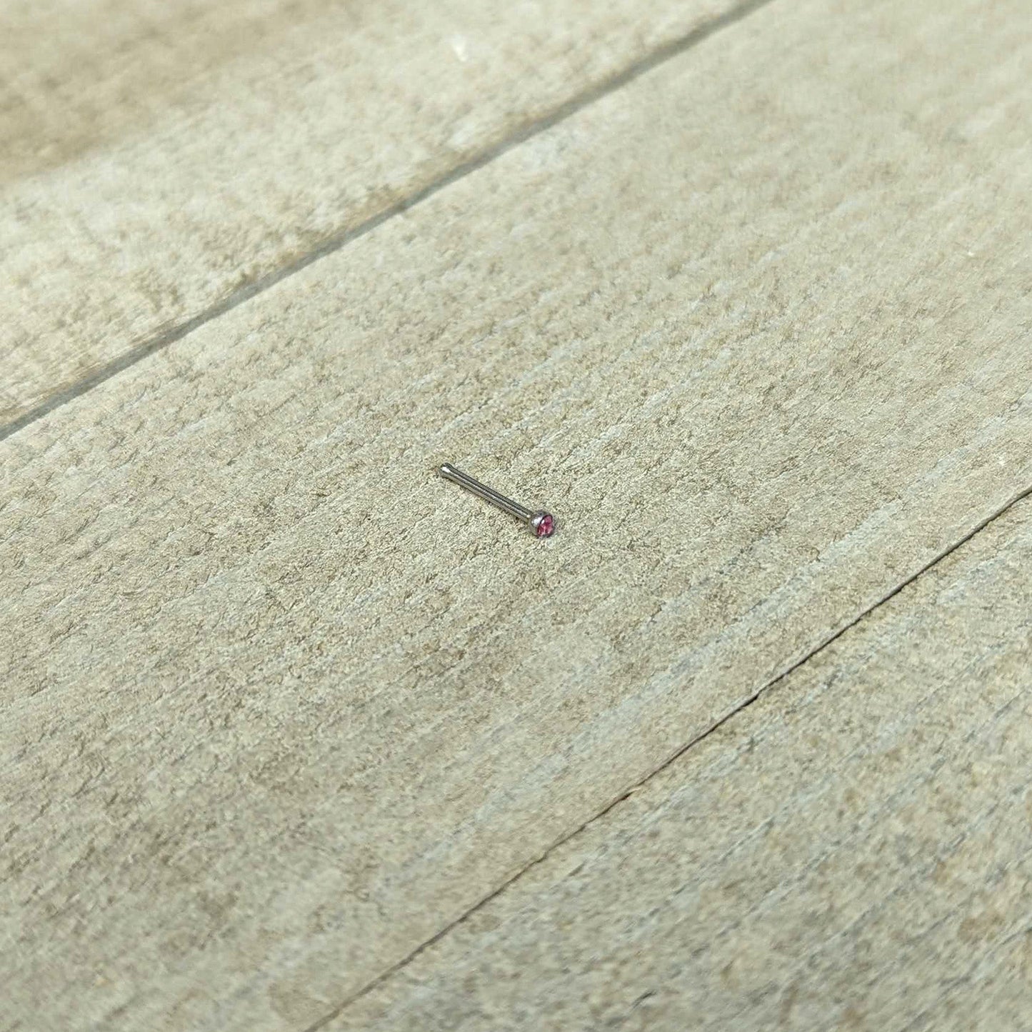 20G Stainless Steel Pink Gem Micro Nose Bone