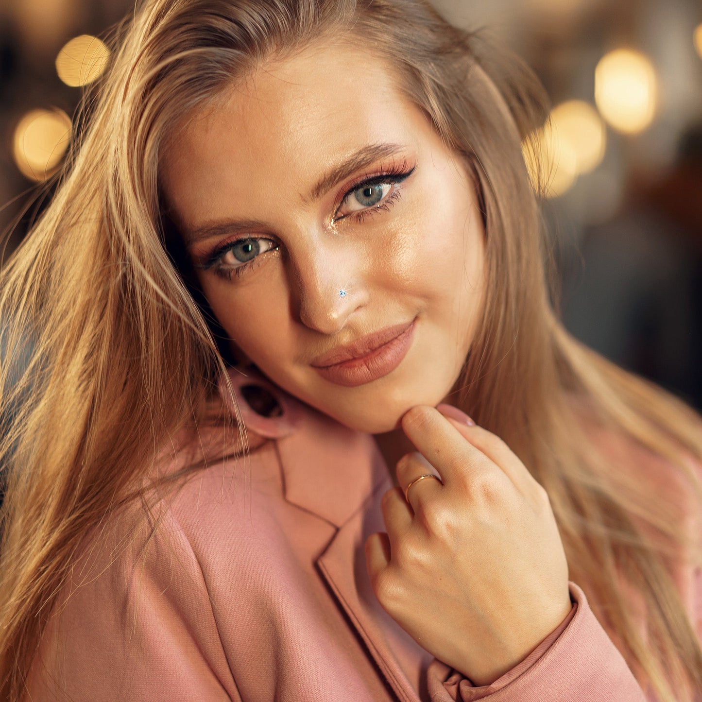 20G Stainless Steel Light Blue Gem Micro Nose Bone