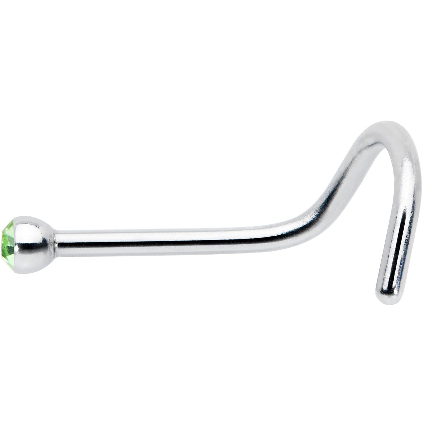 20G Stainless Steel Green Gem Micro Nose Ring Twister