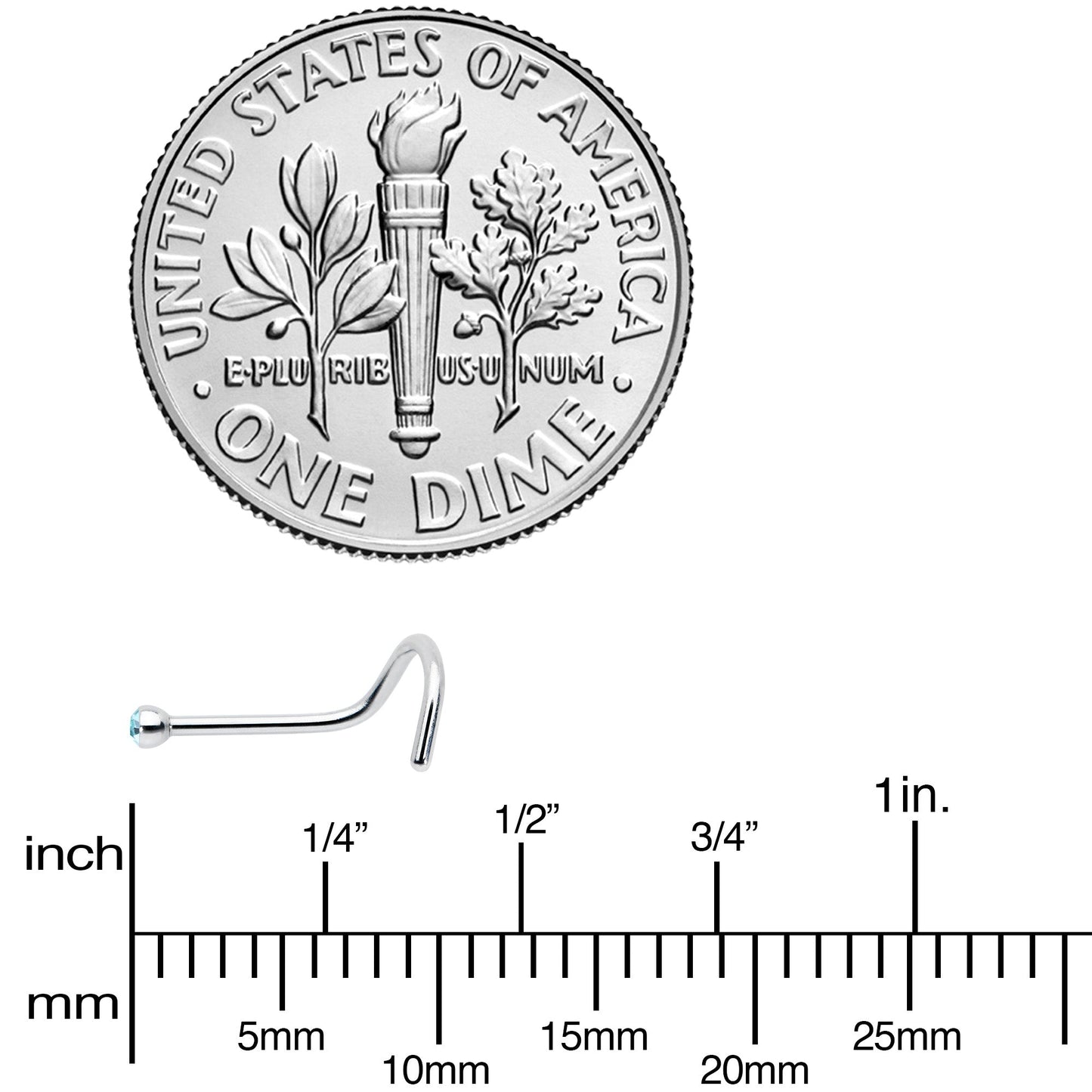 Aqua Gem MICRO Nose Ring Twister