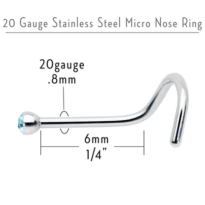 Aqua Gem MICRO Nose Ring Twister