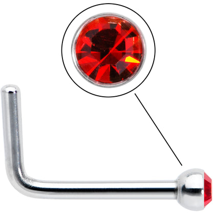 20G Stainless Steel Ruby Red Gem Micro Nose Ring L-Shaped