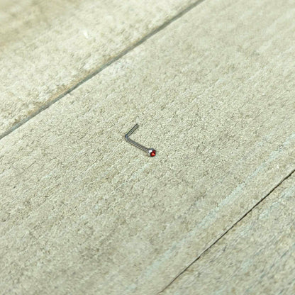20G Stainless Steel Ruby Red Gem Micro Nose Ring L-Shaped