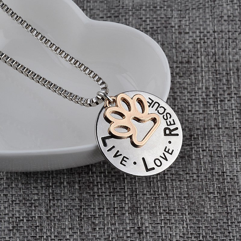 Round Dog Paw Tag Short Necklace