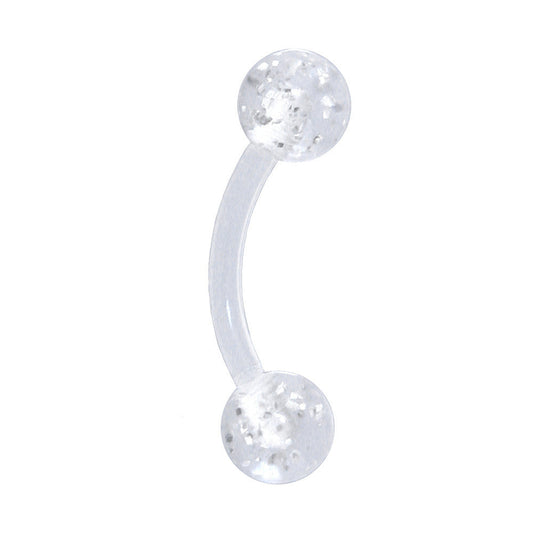 Bioplast Clear Acrylic Ball Glitter Eyebrow Ring