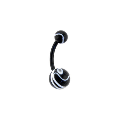 Bioplast Black Marble Belly Ring