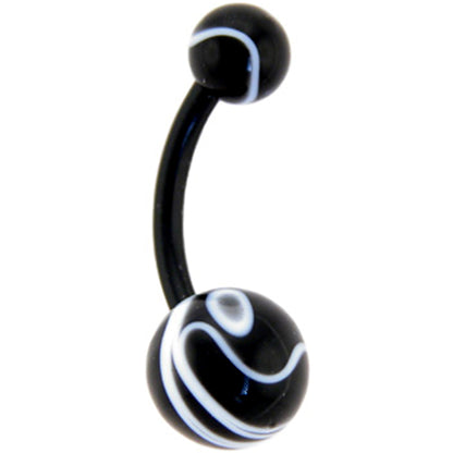 Bioplast Black Marble Belly Ring