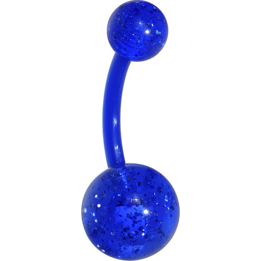 Bioplast Electric Blue Glitter Belly Ring