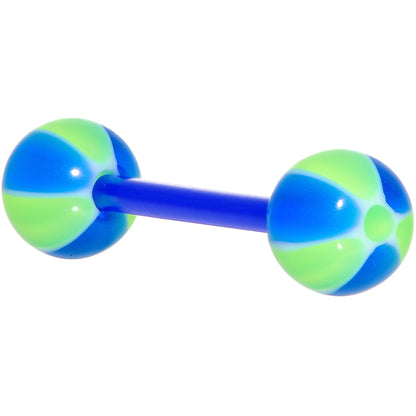 Bioplast Blue Green Beach Ball Barbell Tongue Ring