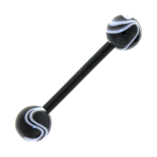 Bioplast Black Marble Barbell Tongue Ring