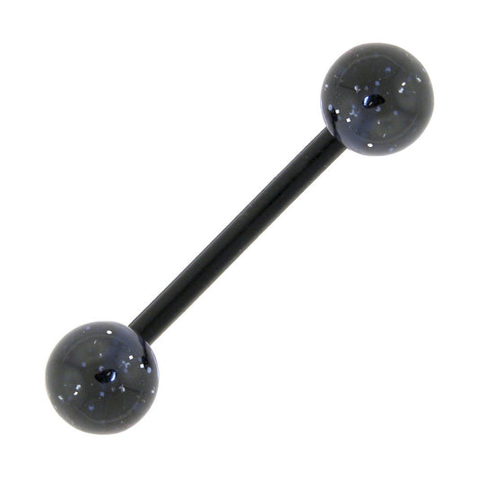 Bioplast Black Glitter Barbell Tongue Ring