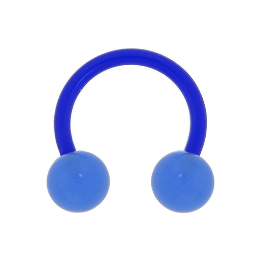 14G 3/8 Bioplast Blue Glow In The Dark Circular Horseshoe