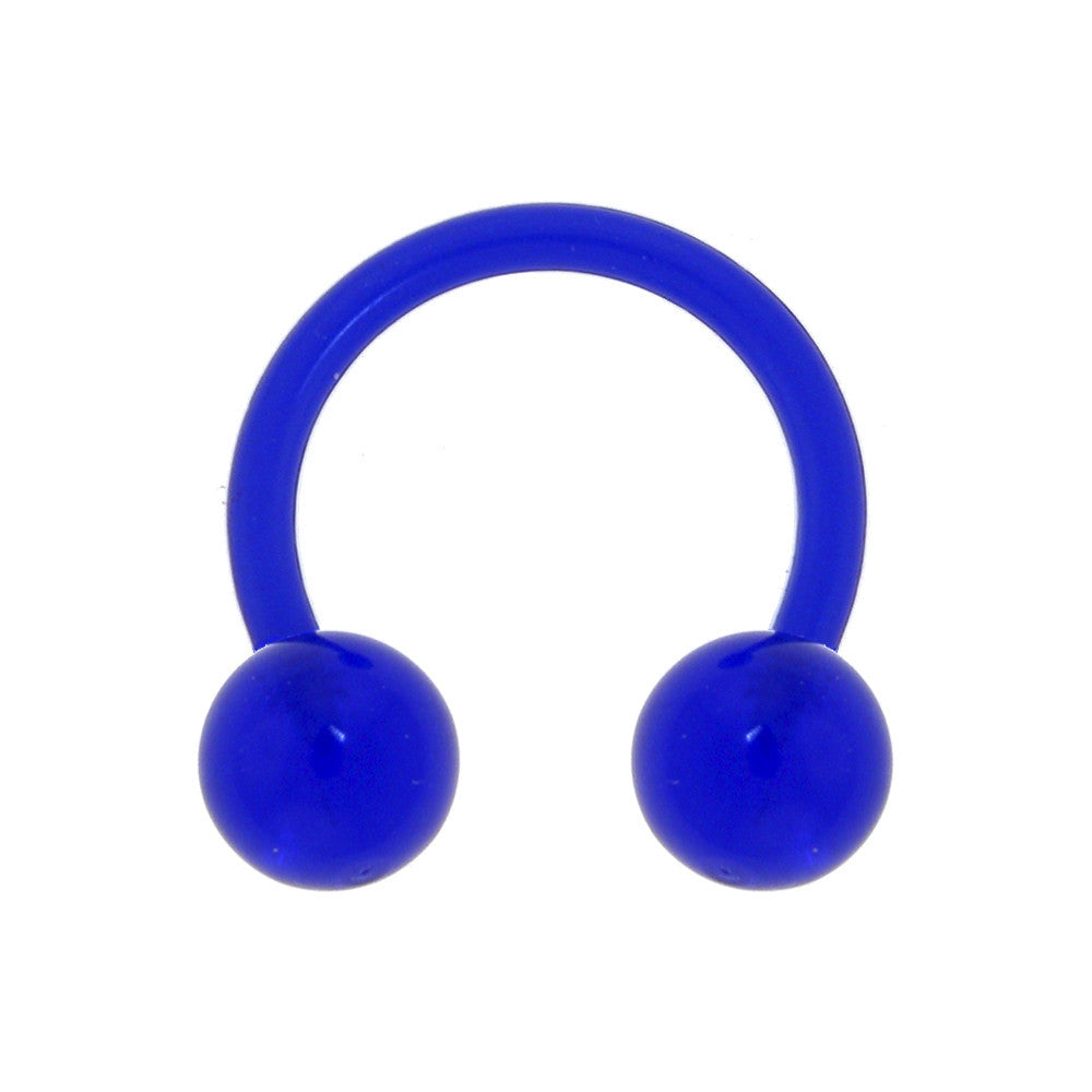 14G 3/8 Bioplast Electric Blue Barbell Circular Horseshoe