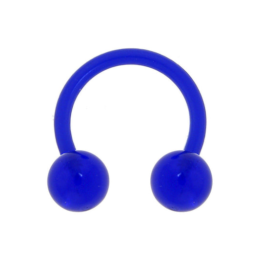 14G 3/8 Bioplast Electric Blue Barbell Circular Horseshoe