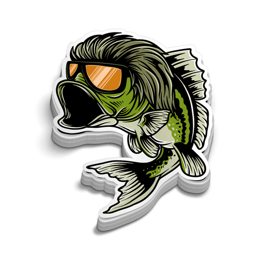 Bass Mullet Hard Hat Decal