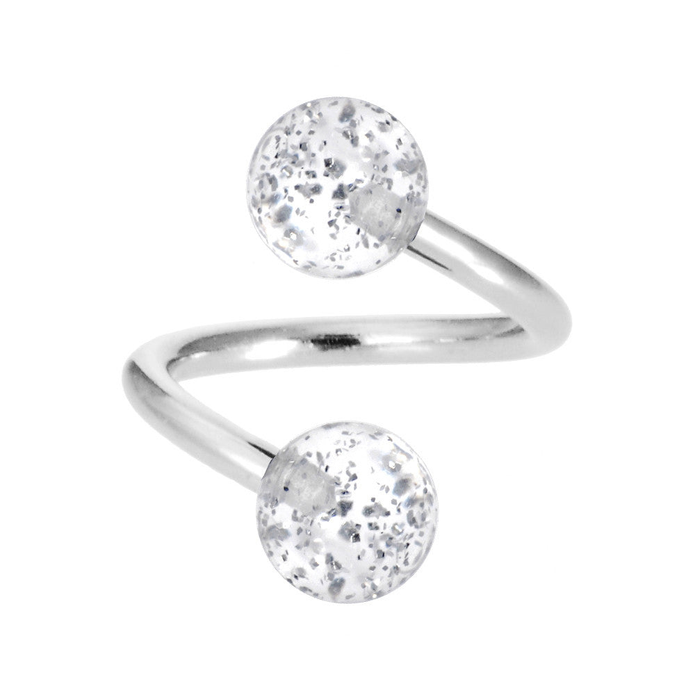 Clear Glitter Spiral Twister Belly Ring