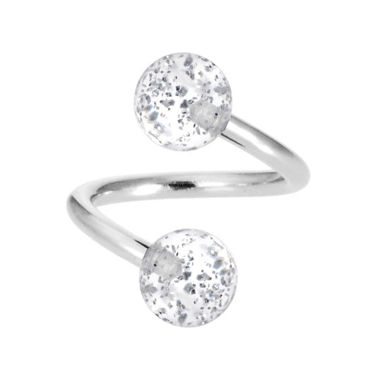 Clear Glitter Spiral Twister Belly Ring