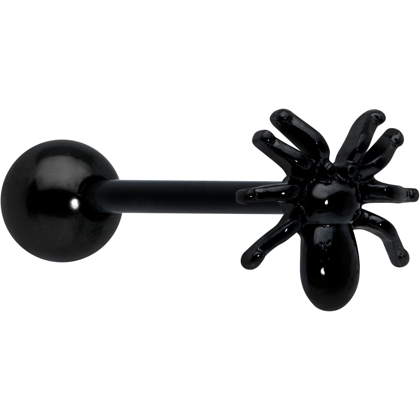 Black Titanium Anodized 3-D Spider Barbell Tongue Ring