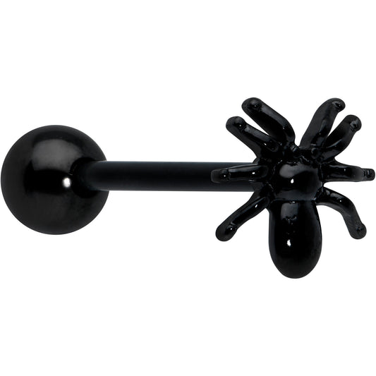 Black Titanium Anodized 3-D Spider Barbell Tongue Ring