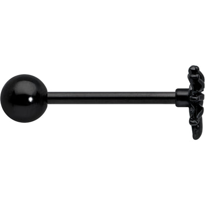 Black Titanium Anodized 3-D Spider Barbell Tongue Ring