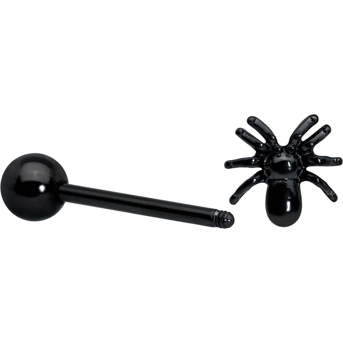 Black Titanium Anodized 3-D Spider Barbell Tongue Ring