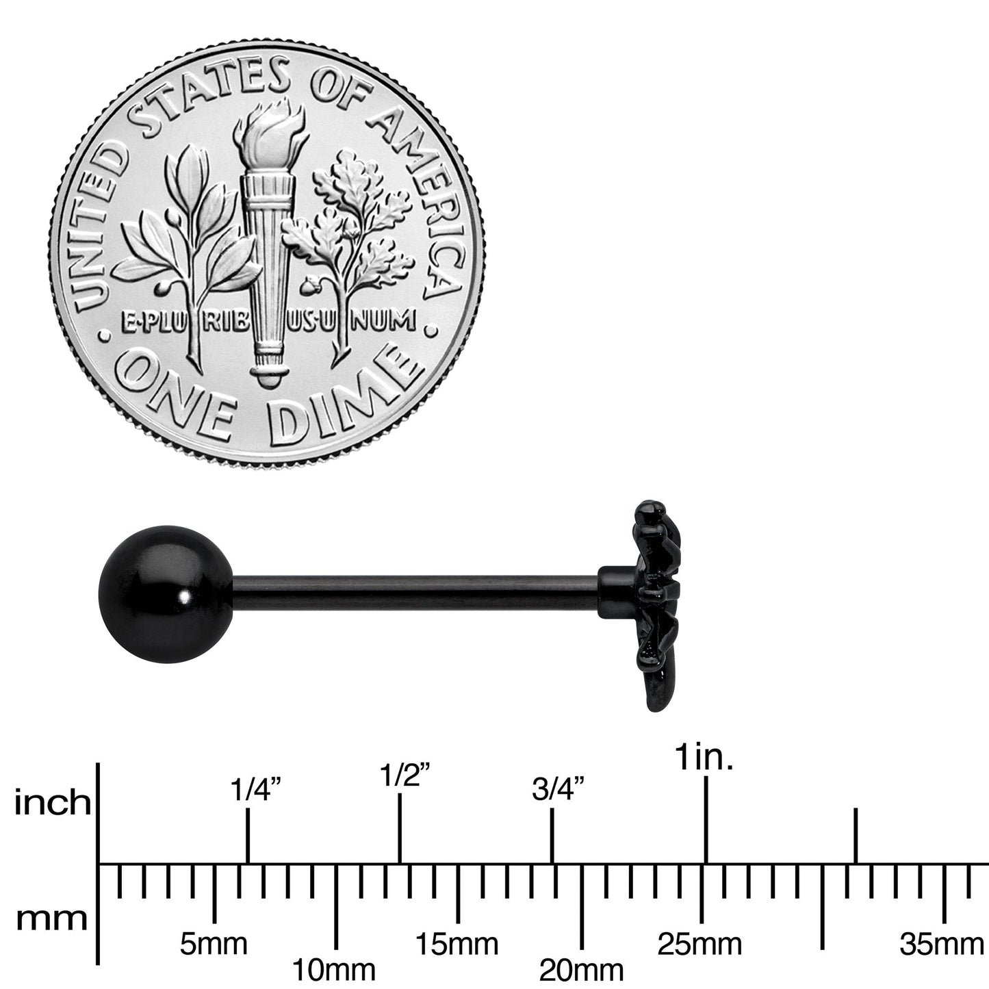 Black Titanium Anodized 3-D Spider Barbell Tongue Ring