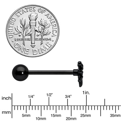 Black Titanium Anodized 3-D Spider Barbell Tongue Ring