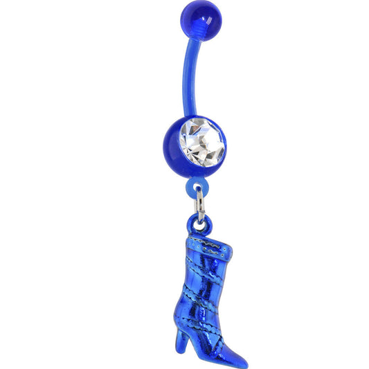 Bioplast Blue BOOT Dangle Belly Ring